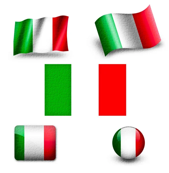 Włochy flaga ikona zestaw — Zdjęcie stockowe