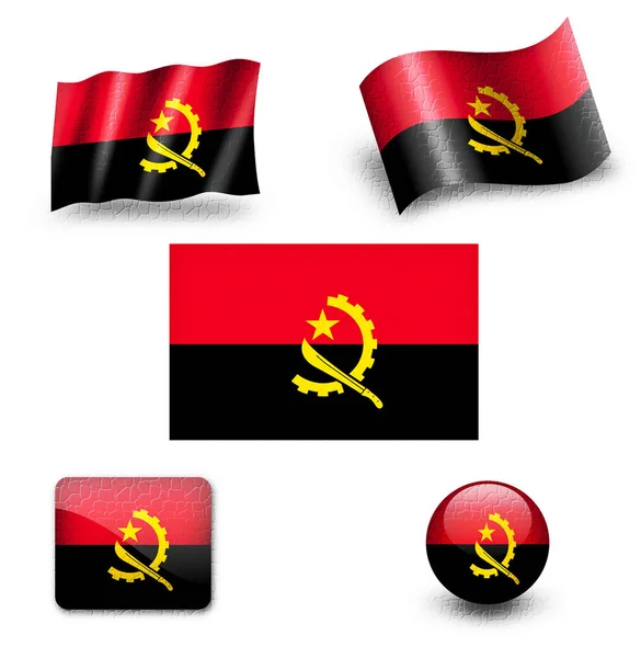 Conjunto de ícone de bandeira de angola — Fotografia de Stock