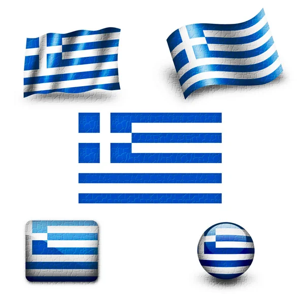 Sada ikon vlajka Řecko — Stock fotografie
