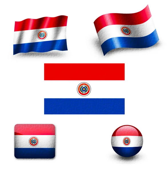 Paraguay bayrak Icon set — Stok fotoğraf