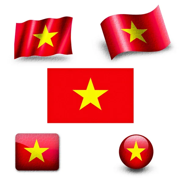 Vietnam vlag pictogram ingesteld — Stockfoto