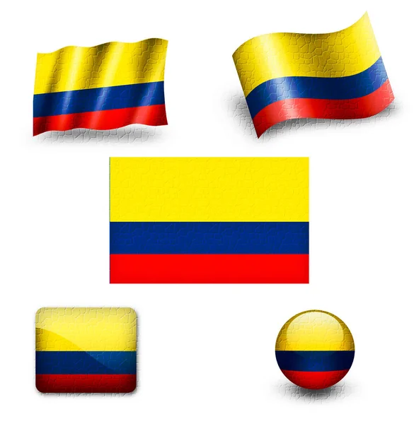 Conjunto de ícone de bandeira da Colômbia — Fotografia de Stock