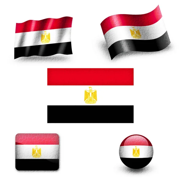 Set di icone con flag egypt — Foto Stock