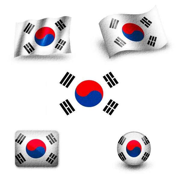 Surcoreana icono de la bandera conjunto — Foto de Stock