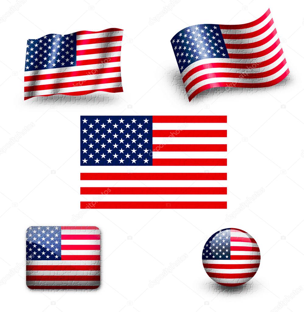 Conjunto de ícones de bandeira EUA — Fotografias de Stock © ewastudio