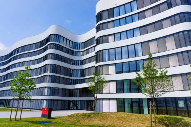 Cityscape ofis binaları modern kurumsal mimari ile. e