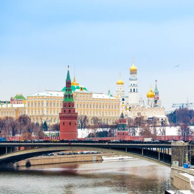 kış, Moskova, Rusya Kremlin görünümünde. Kış aylarında Rusya