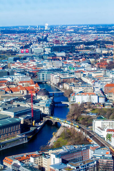 Aerial bird eye view of the city of Berlin Germany. Berlin skyline