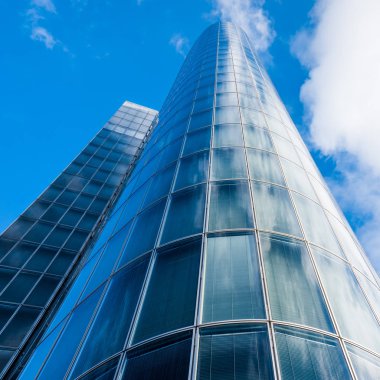 Ofis Binası yakın çekim. Duvar ofis binası. Cam duvar 