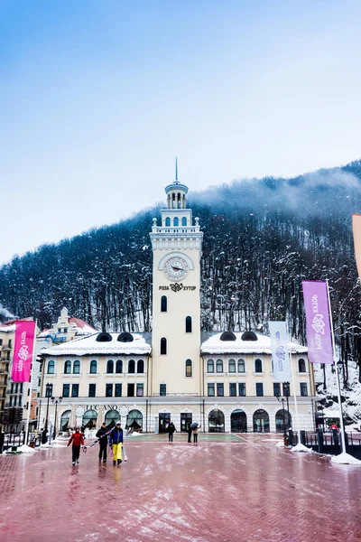 Σότσι, Ρωσία - 29 Ιανουαρίου 2016: Rosa Khutor. Κράσναγια Πολιάνα — Φωτογραφία Αρχείου