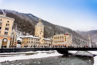 Soçi, Rusya - 29 Ocak 2016: Rosa Khutor. Krasnaya Polyana