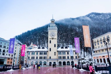 Soçi, Rusya - 29 Ocak 2016: Rosa Khutor. Krasnaya Polyana