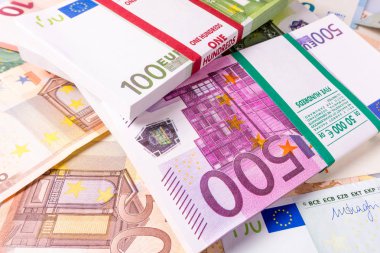 Euro Money Banknotes.  Euros money stack. Background with euro m clipart