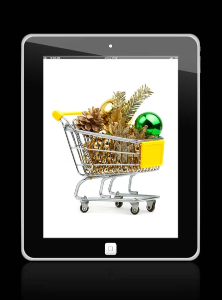 Online αγορές. Χριστουγεννιάτικα ψώνια στο διαδίκτυο. Χριστουγεννιάτικες αγορές — Φωτογραφία Αρχείου