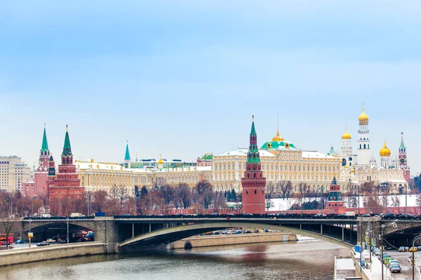 Vista do Kremlin no inverno, Moscou, Rússia. Inverno na Rússia — Fotografia de Stock