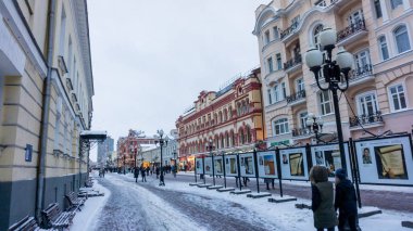 Moskova, Rusya - 12 Kasım 2016: Kış manzaralarını Arbat st