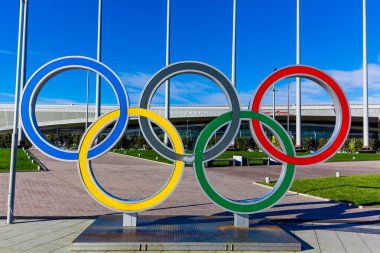 Soçi, Rusya - 16 Ocak 2016: Sochi Oly olimpik halka