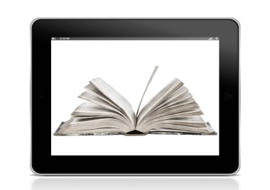 Kitap ve tablet bilgisayar. EBook kavramı. Pc sekmesinde kitap okumak