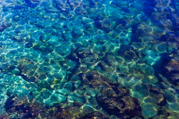 Voda oceánu pozadí. Modrá voda textura vzor — Stock fotografie