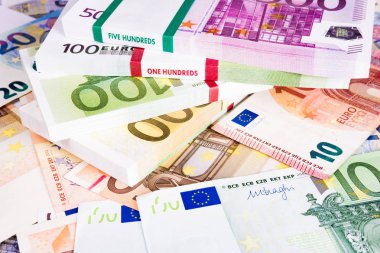 nakit para. Euro banknot. Euro para birimi para