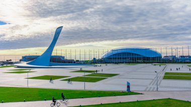 Sochi, Rusya, 15 Ocak 2016: Olympic park nesnelerin görünümünü