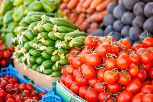 Marché fermier. Marché aux légumes. Légumes frais — Photo