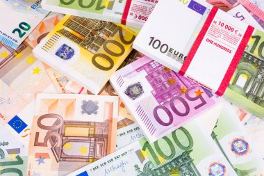 nakit para. Euro banknot. Euro para birimi para