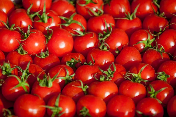 赤いトマトの背景。Tomatoes.tomato のグループ — ストック写真
