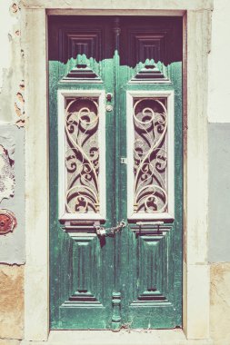 ahşap kapı. ön kapı. Vintage Retro filtre