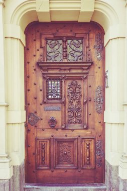 ahşap kapı. ön kapı. Vintage Retro filtre