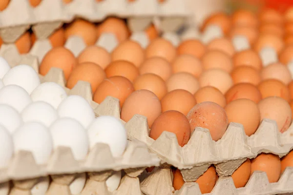 Verse eieren op de markt. — Stockfoto