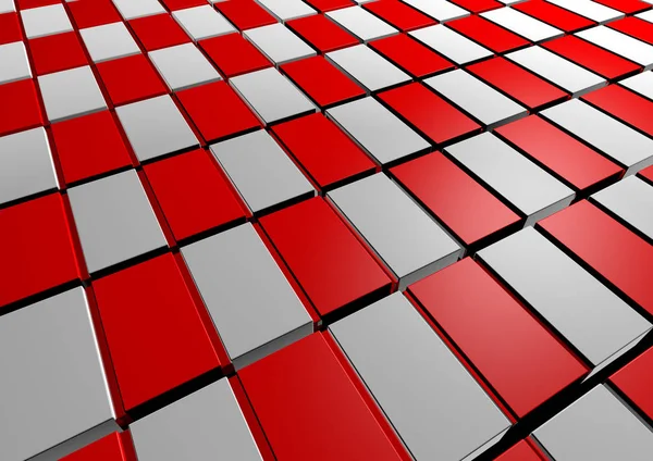 Ilustração 3d abstrato de cubos com cubos vermelhos e brancos — Fotografia de Stock