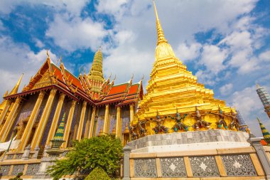Grand palace ve Wat phra keaw Bangkok, Tayland. Güzel arazi