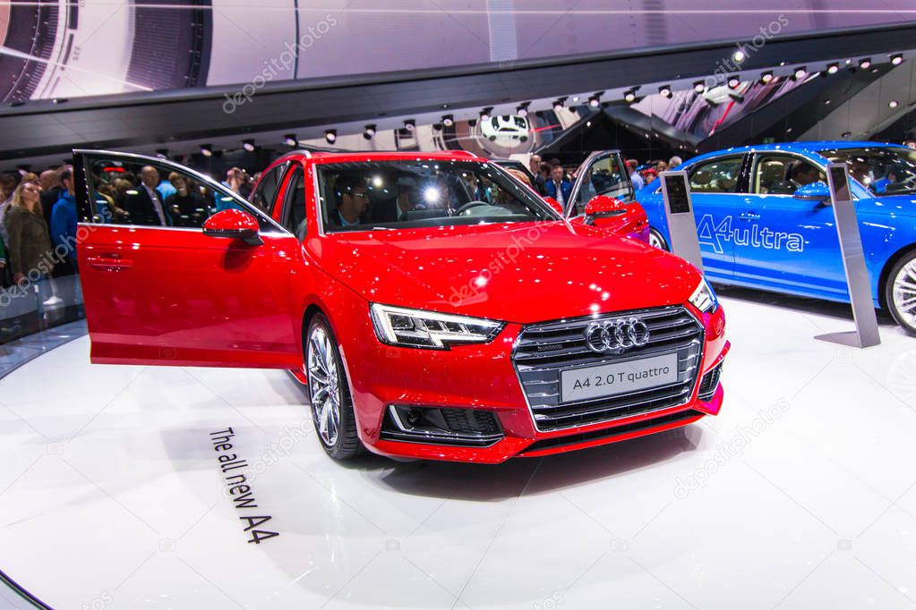 FRANKFURT - SEPT 23: Audi A4 2.0 T quattro shown at the 66th IAA on September 23, 2015 in Frankfurt, Germany.