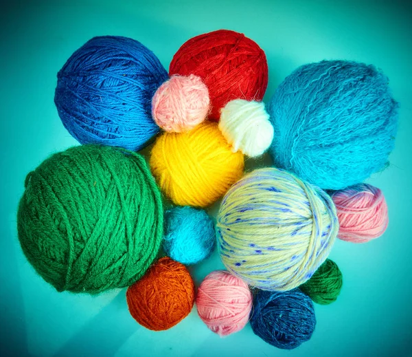 Colorful wool yarn balls.wool yarn ball. Colorful threads for ne — Stock Photo, Image