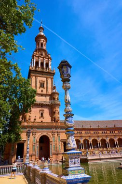 Ünlü Plaza de Espana, Sevilla, İspanya.