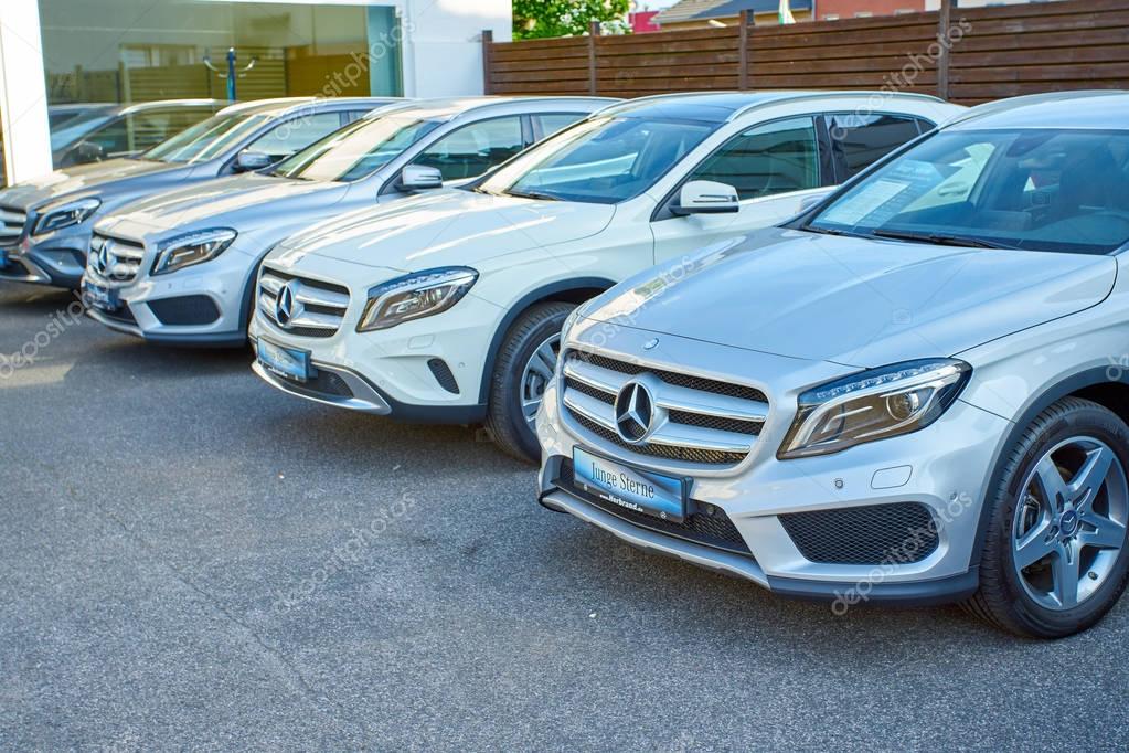 MOENCHENGLADBACH, GERMANY - APRIL 30, 2017: Mercedes Benz showroom. Mercedes-Benz is a German automobile manufacturer