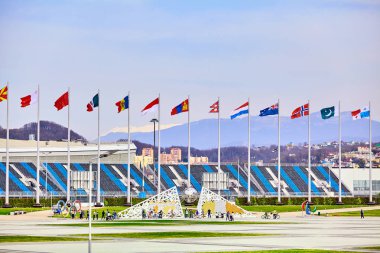 Soçi, Rusya, 11 Mart 2017: Olimpiyat park peyzaj. Nesneleri bir