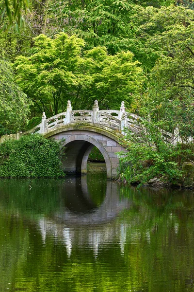 Brug in de tuin. Prachtige brug — Stockfoto