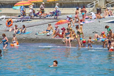 Soçi, Rusya - 06 Temmuz, 2017. Beach Mayak. Plaj görünümünü