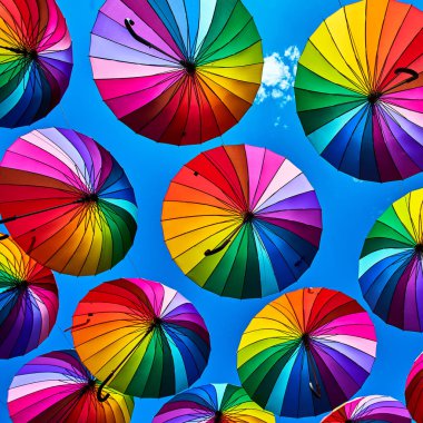 Çok renkli şemsiyeler arka plan. Sochi sokak dekorasyon, 