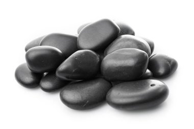 Taşlar beyaz üzerine masaj. Siyah taşlar izole