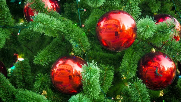 Beautiful Christmas bauble on tree branches — Stock Photo, Image