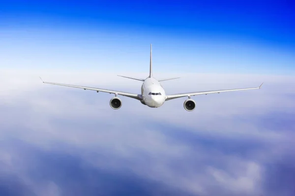 Aircraft Flying Blue Cloudy Sky Airplane Sky — Stock Photo, Image