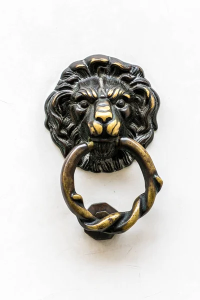Vecchio stile testa di leone bussare. Antico Knocker — Foto Stock