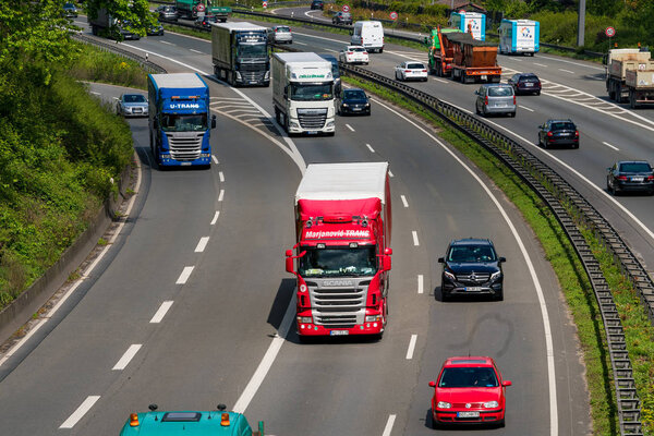 DUSSELDORF ,GERMANY - APRIL 25, 2017: Road traffic on the highwa