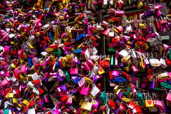 Many Colourful Love Padlocks Wall Juliet House Verona Italy — Stock Photo, Image