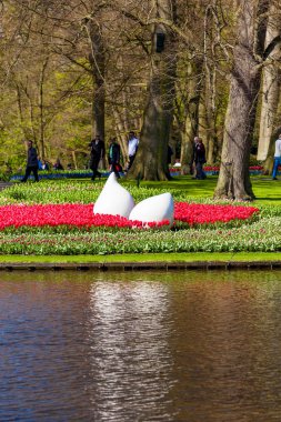 Keukenhof; Hollanda - Nisan 2016: Keukenh ziyaretçi