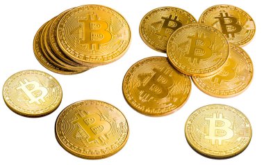 Bitcoins küme. altın bir bitcoin ile cryptocurrencies