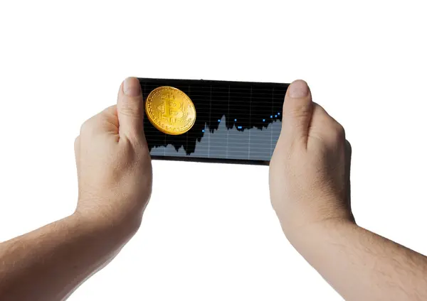 Smartphone with Bitcoin Cash surge chart — Stock Photo, Image